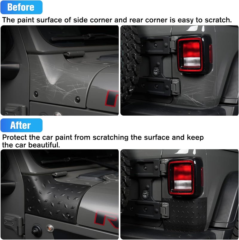 LitMiRaCle Jeep Cowl Body Armor Outer Cowing Cover & Rear Corner Guard Set for 2018-2024 Jeep Wrangler JL Sahara Sport Rubicon, Exterior Accessories Parts, Black, 4pcs - Image 2